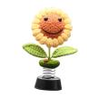 Sunflower Car Dashboard Decorations, Bobbleheads Knitted Flowers