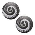 2x Piano Key Clock Music Notes without Battery Black + White Acrylic
