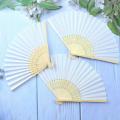 18 Pieces White Handheld Fans Cloth Fans Bamboo Folding Fans