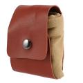 Collapsible Canvas Foraging Pouch Pu Leather Belt Pouch(khaki)