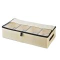 Under Bed Storage Bins with Clear Lid, 2-way Zippers, Beige