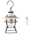 Portable Retro Camping Lantern Rechargeable Hanging Tent Light,beige