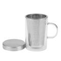 500ml Travel Heat-resistant Glass Tea Infuser Mug with Lid Coffee Cup