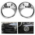 2pcs Plated Front Fog Light Lamp Cover Trim For-bmw X5 F15 2014-2018