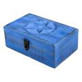 Vintage Jewelry Box with Lock Pentagram Storage Box Toy Blue