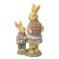 Resin Bunny Ornament with Carrot Basket Happy Easter Home Decoration