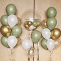 82pcs 12inch Green Pearl White Gold Confetti Balloon Garland Arch Kit
