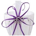 Double Heart Basket White Satin Rhinestone Decor Purple Wedding Party