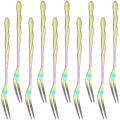 10pcs Stainless Steel Cake Fork 2 Prong Dinner Fork Multicolor