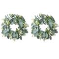 12inch Wreath for Front Door Wall Artificial Eucalyptus Green Leaves