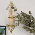 2 Pcs Wall Sconce Candle Holder, Antique-style Golden Metal Wall Art