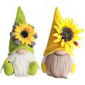 2 Pcs Sunflower Gnome Summer Gnomes Plaid Sunflower Gnome Ornaments