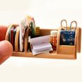 1/12 Scale Mini Wooden Miniature Dollhouse Stationery Book Rack