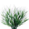 8 Bundles Artificial Lavender Fake Flowers No Fade Faux Plants White
