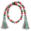 Wood Bead Garland with Tassels Rustic Farmhouse Tiered Tray F