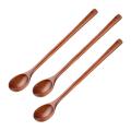 2 Pieces Wooden Ladle Soup Spoon Long Handle for Cooking Restaurant