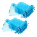 50 Pieces Gift Bags Drawstring Jewelry Pouches Wedding Bags Aqua Blue