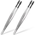 2 Pieces Of Rubber Tip Pvc Silicone Precision Tweezers Tool-black