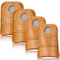 4pc Sewing Leather Thimble Finger Protector for Knitting Quilting Pin