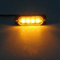 4pcs 4 Led Amber Recovery Strobe Lights 12v 24v Orange Grill Flashing