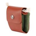 Collapsible Canvas Foraging Pouch Pu Leather Belt Pouch(green)