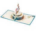 3d Pop-up Birthday Card with Double Layer Cake Design(blue)