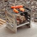 Outdoor Bbq Stainless Steel Double Wood Fire Stove Folding Mini