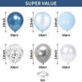 Blue Silver White Balloons Pack Of 60, Metallic Birthday Balloons