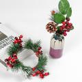 2 Pcs Red Berry Pine Wreath Snowy Pine Wreaths for Christmas Decor