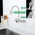 Wall Mount Kitchen Faucet 8 Inch Center ,with Dual Function Flexible