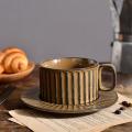 Chinese Style Ceramic Coffee Cup and Dish Set Coffee Mug Brown