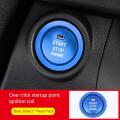 Car Start Engine Button Cover Stop Key Ignition Switch Sticker Blue