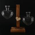 Glass Test Tube Wood Stand Glass Vase Heart Shape Plants Holder-b