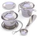 Loose Leaf Tea Infuser (set Of 2) with Tea Scoop and Drip Tray Silver