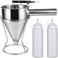 Stainless Steel Stirring Batter Separator Funnels with Handle & Rack