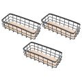 3x Iron Storage Holders Storage Shelf Wall Hanging Storage Box-black