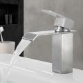 Square Cold Hot Sink Taps Bathroom Stainless Steel Basin Faucet