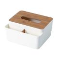 Storage Organizer Box with Wooden Lid for Tissue Paper Makeup Box-b