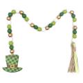 St. Patrick's Day Wood Beads Tassels,for Tiered Wall Hanging Decor, A
