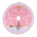 Pink Christmas Tree Skirt with Led Light Faceless Doll Carpet -a