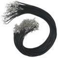 50 Pcs Black Waxed Cord with Lobster Claw Clasp for Jewelry Making