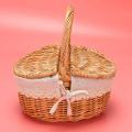 Handmade Wicker Basket with Handle, Wicker Camping Picnic Basket