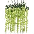 Artificial Silk Wisteria Vine Silk Hanging Flower 6 Pieces,green