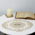 2x European Oval Embroidered Lace Fabric Transparent Table Mat Beige