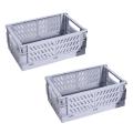 Collapsible Plastic Folding Storage Box Cosmetic Container Gray