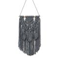 Macrame Boho Wall Hanging Decor, Woven Tapestry Bohemian with Feather