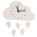 Nordic Style Nursery Wooden Cloud Water Droplets Clock Wall Hanging