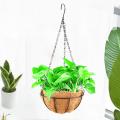 Black Growers Basket Planter with Chain Flower Plant Pot-8 Inch