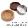 2 Pcs Wood Creative Home Office Ashtray Stainless Steel Liner Ashtray