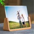 2x U-shaped Acrylic Photo Frame Solid Wood for Office/bedroom-7 Inch